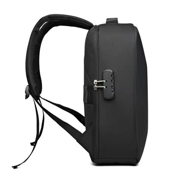 Sleek Black Anti-Theft Laptop Backpack with USB Port - Picture 8 of 13